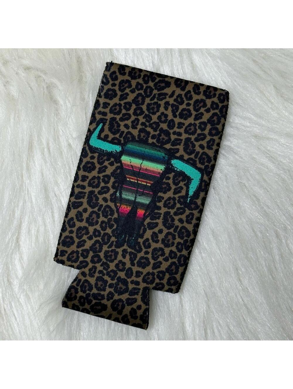 Crazy Train Koozie - TALL Leopard & Bull skull NEW